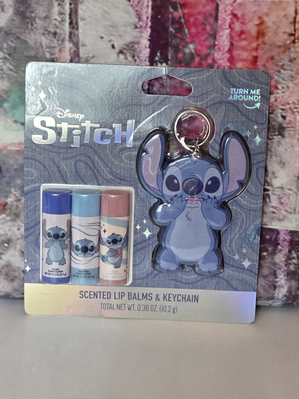 Disney Stitch Scented Lip Balm Trio & Keychain NIP